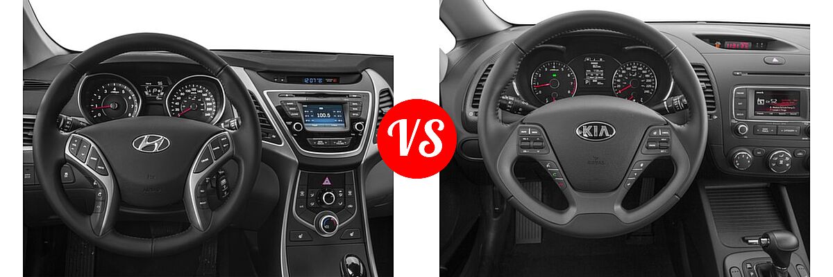 2016 Hyundai Elantra Sedan SE / Sport / Value Edition vs. 2016 Kia Forte Sedan EX / LX - Dashboard Comparison