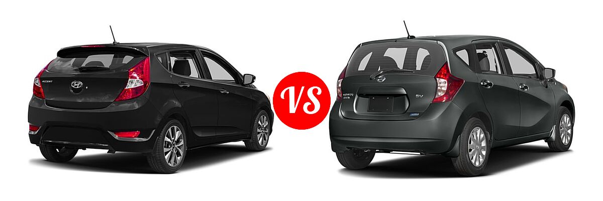 2016 Hyundai Accent Hatchback Sport vs. 2016 Nissan Versa Note Hatchback S / S Plus / SV - Rear Right Comparison
