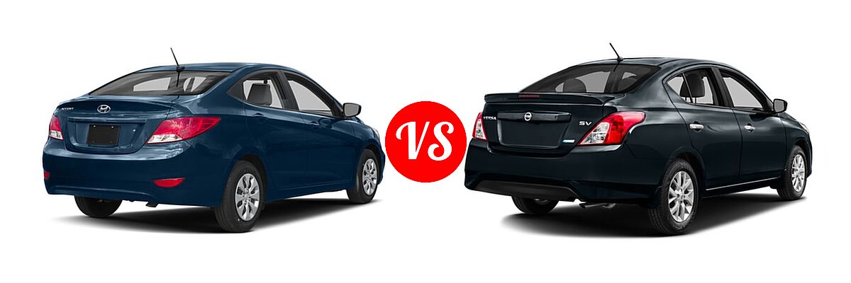 2016 Hyundai Accent Sedan SE vs. 2016 Nissan Versa Sedan S / S Plus / SV - Rear Right Comparison