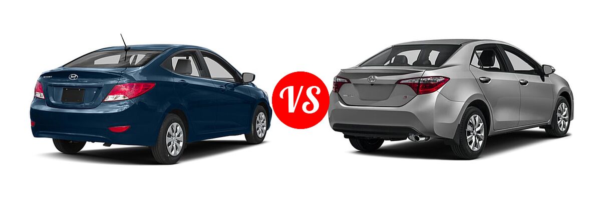 2016 Hyundai Accent Sedan SE vs. 2016 Toyota Corolla Sedan S / S Plus / S Premium / S w/Special Edition Pkg - Rear Right Comparison