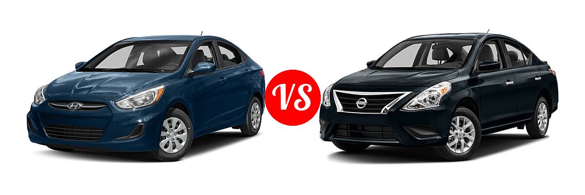 2016 Hyundai Accent Sedan SE vs. 2016 Nissan Versa Sedan S / S Plus / SV - Front Left Comparison