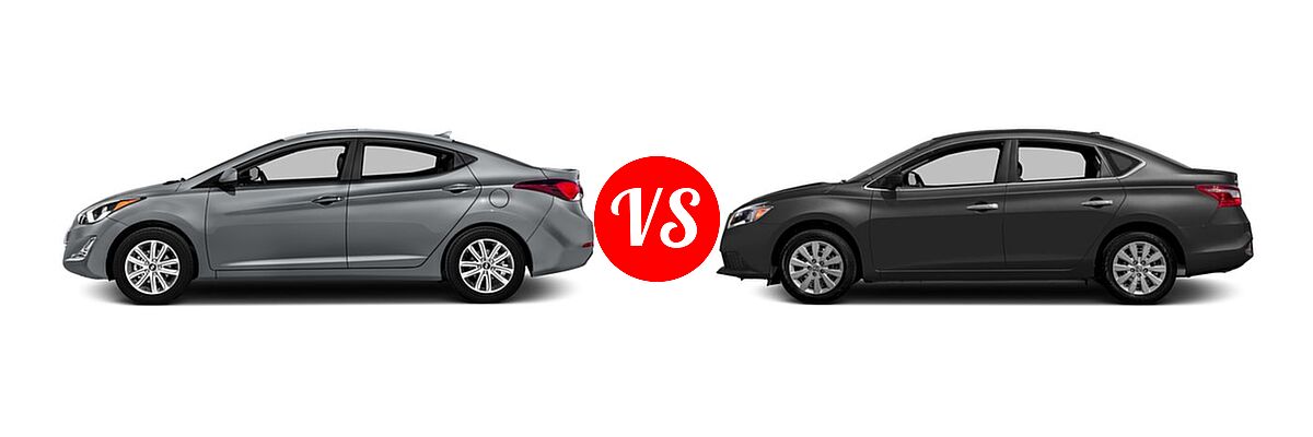 2016 Hyundai Elantra Sedan SE / Sport / Value Edition vs. 2016 Nissan Sentra Sedan S / SV - Side Comparison