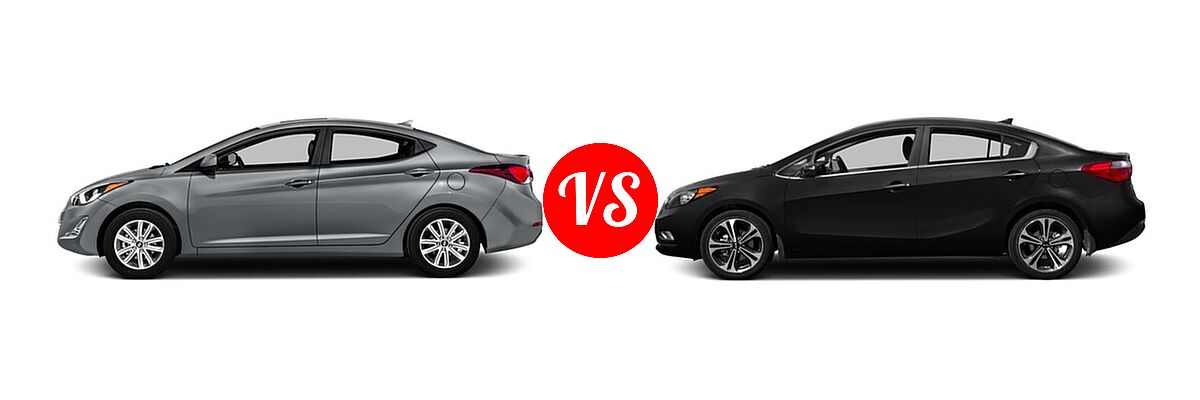 2016 Hyundai Elantra Sedan SE / Sport / Value Edition vs. 2016 Kia Forte Sedan EX / LX - Side Comparison