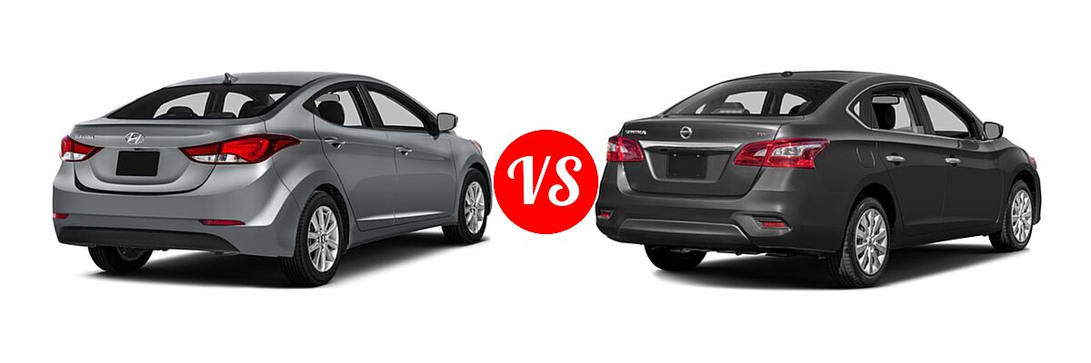 2016 Hyundai Elantra Sedan SE / Sport / Value Edition vs. 2016 Nissan Sentra Sedan S / SV - Rear Right Comparison