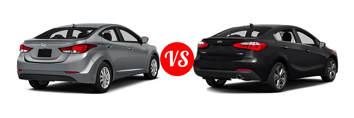 2016 Hyundai Elantra Sedan SE / Sport / Value Edition vs. 2016 Kia Forte Sedan EX / LX - Rear Right Comparison