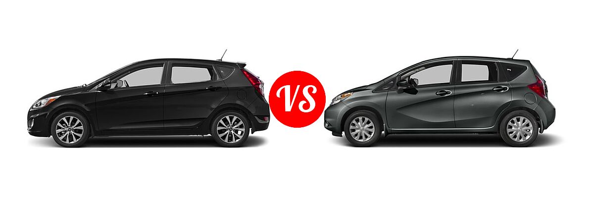 2016 Hyundai Accent Hatchback Sport vs. 2016 Nissan Versa Note Hatchback S / S Plus / SV - Side Comparison