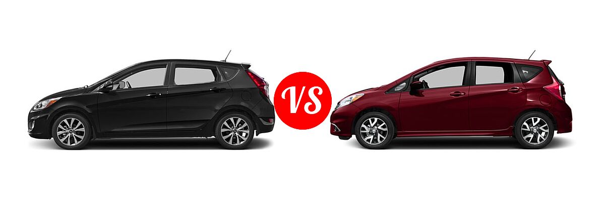 2016 Hyundai Accent Hatchback Sport vs. 2016 Nissan Versa Note Hatchback SR - Side Comparison