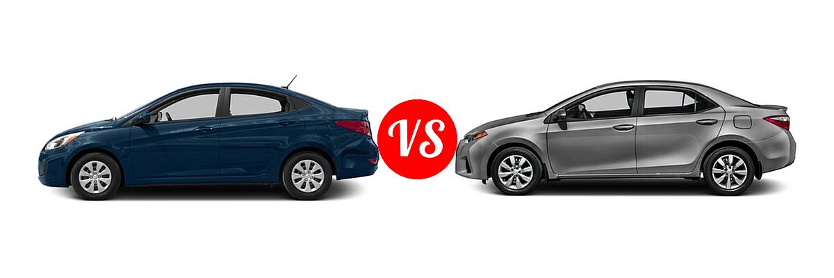 2016 Hyundai Accent Sedan SE vs. 2016 Toyota Corolla Sedan S / S Plus / S Premium / S w/Special Edition Pkg - Side Comparison