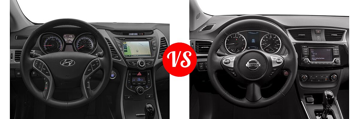 2016 Hyundai Elantra Sedan Limited vs. 2016 Nissan Sentra Sedan S / SV - Dashboard Comparison