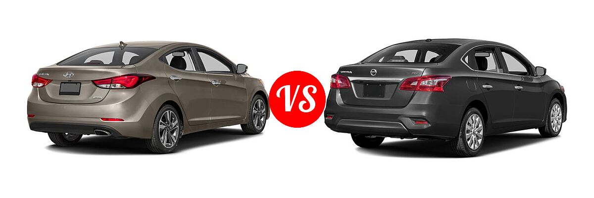 2016 Hyundai Elantra Sedan Limited vs. 2016 Nissan Sentra Sedan S / SV - Rear Right Comparison