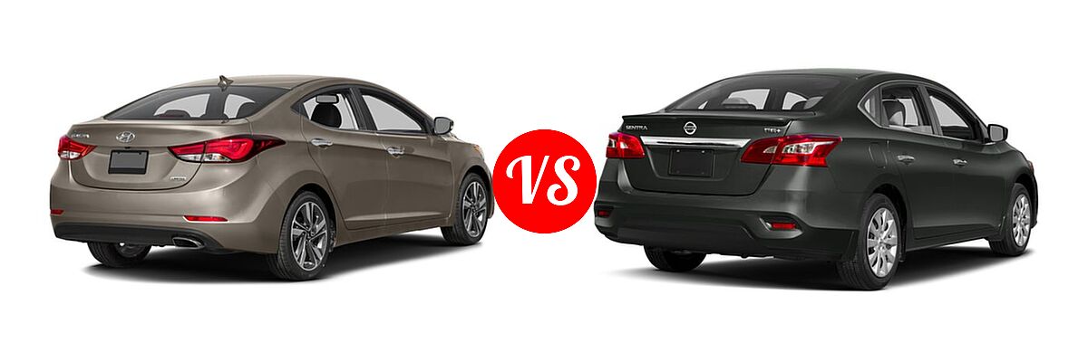 2016 Hyundai Elantra Sedan Limited vs. 2016 Nissan Sentra Sedan FE+ S - Rear Right Comparison