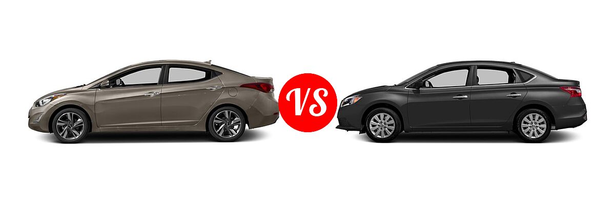 2016 Hyundai Elantra Sedan Limited vs. 2016 Nissan Sentra Sedan S / SV - Side Comparison