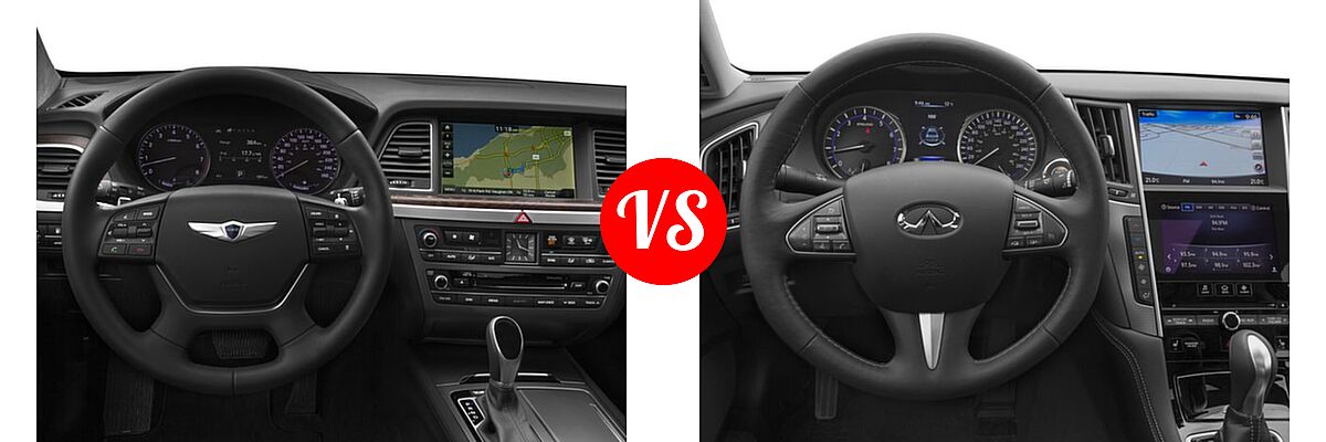 2016 Hyundai Genesis Sedan 3.8L / 5.0L vs. 2016 Infiniti Q50 Sedan 2.0t Premium / 3.0t Premium - Dashboard Comparison