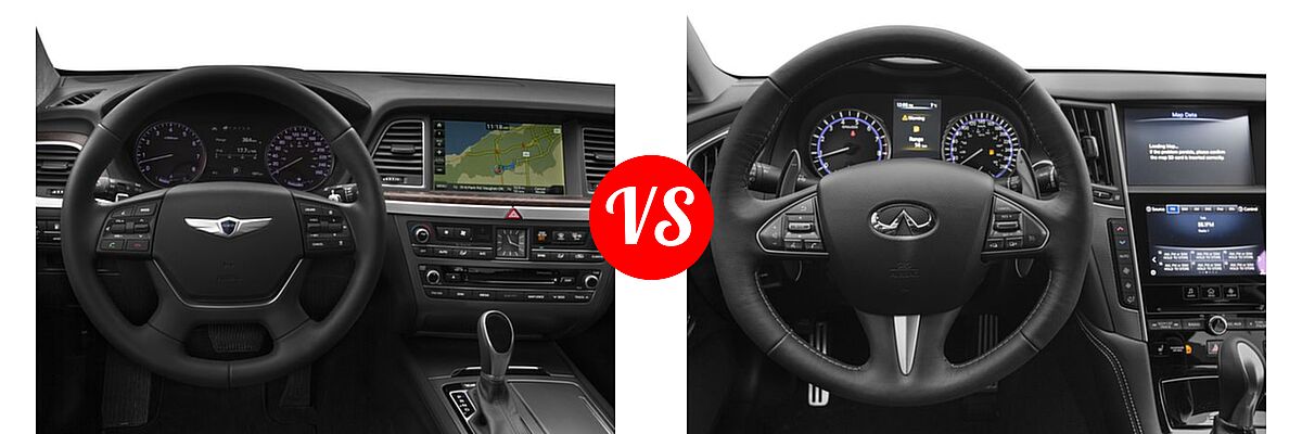 2016 Hyundai Genesis Sedan 3.8L / 5.0L vs. 2016 Infiniti Q50 Sedan 3.0t Sport - Dashboard Comparison