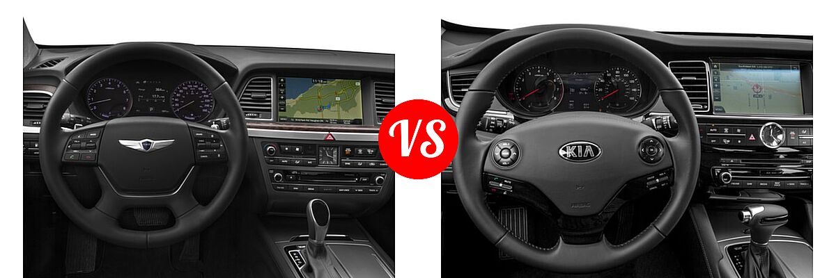 2016 Hyundai Genesis Sedan 3.8L / 5.0L vs. 2016 Kia K900 Sedan Premium - Dashboard Comparison