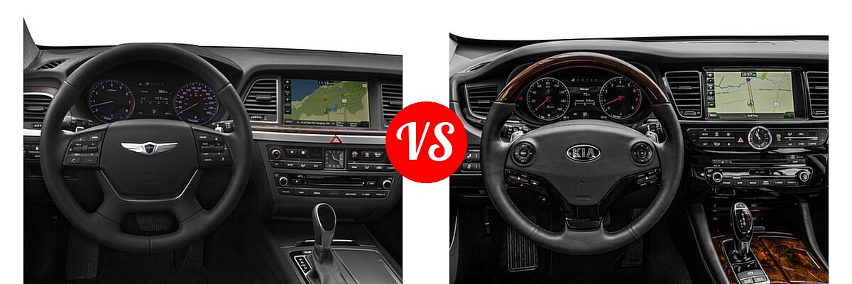 2016 Hyundai Genesis Sedan 3.8L / 5.0L vs. 2016 Kia K900 Sedan Luxury - Dashboard Comparison