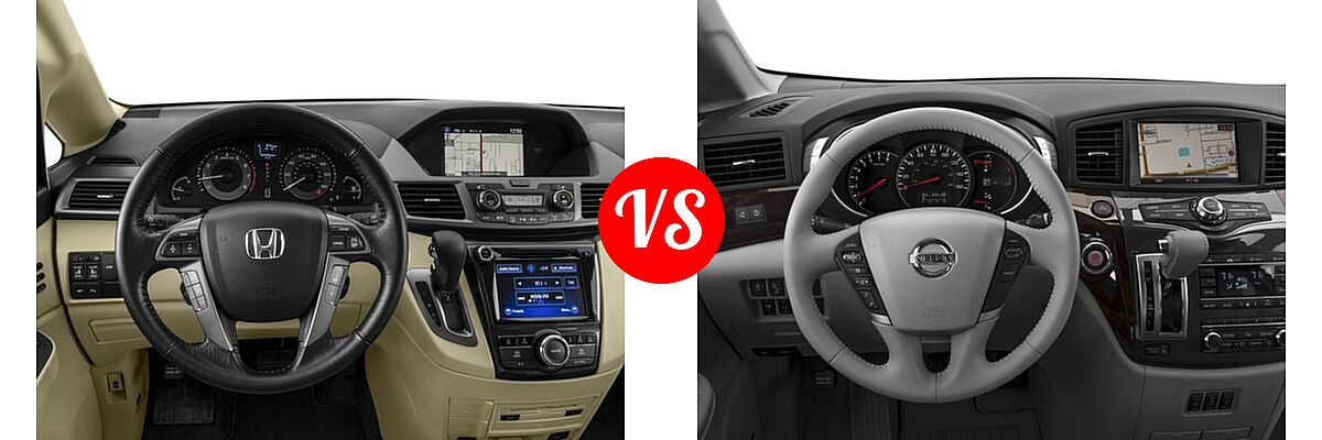 2016 Honda Odyssey Minivan Touring Elite vs. 2016 Nissan Quest Minivan Platinum / SL - Dashboard Comparison