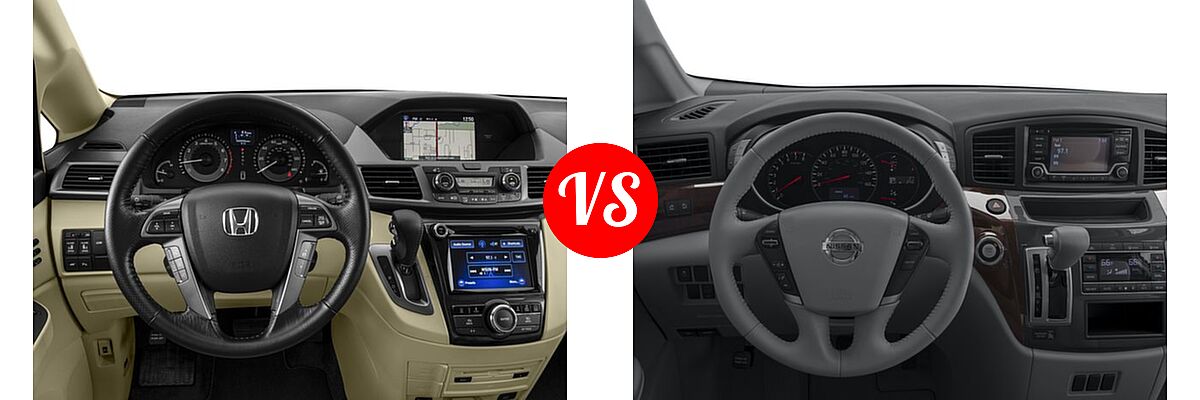 2016 Honda Odyssey Minivan Touring Elite vs. 2016 Nissan Quest Minivan S / SV - Dashboard Comparison