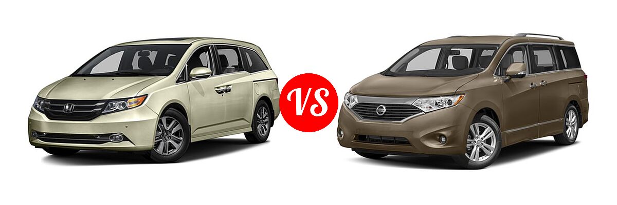 2016 Honda Odyssey Minivan Touring Elite vs. 2016 Nissan Quest Minivan Platinum / SL - Front Left Comparison