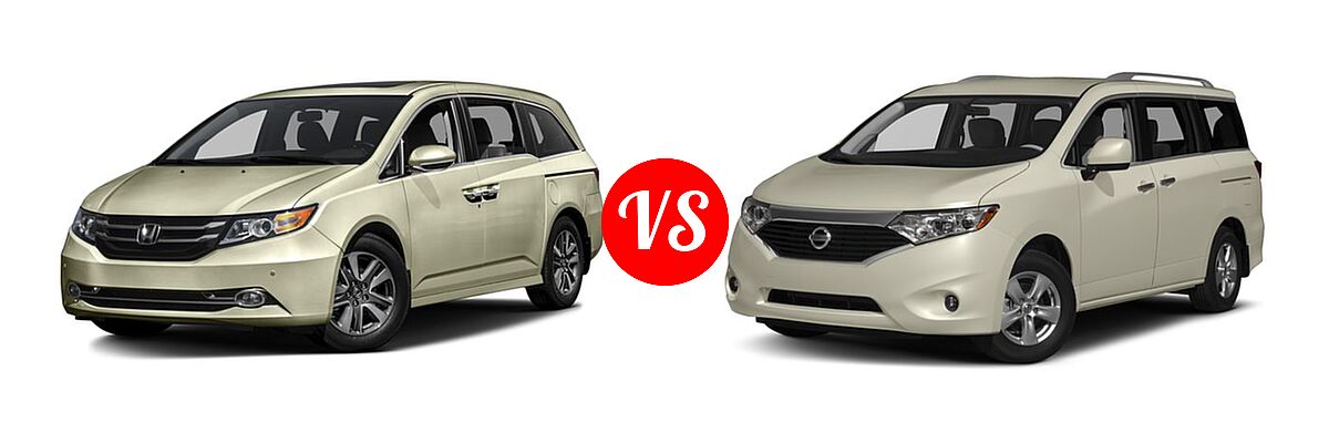 2016 Honda Odyssey Minivan Touring Elite vs. 2016 Nissan Quest Minivan S / SV - Front Left Comparison