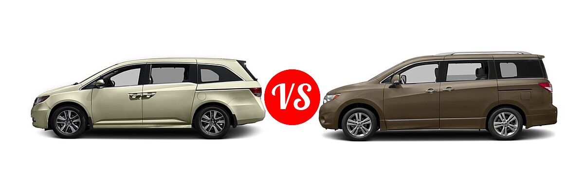 2016 Honda Odyssey Minivan Touring Elite vs. 2016 Nissan Quest Minivan Platinum / SL - Side Comparison