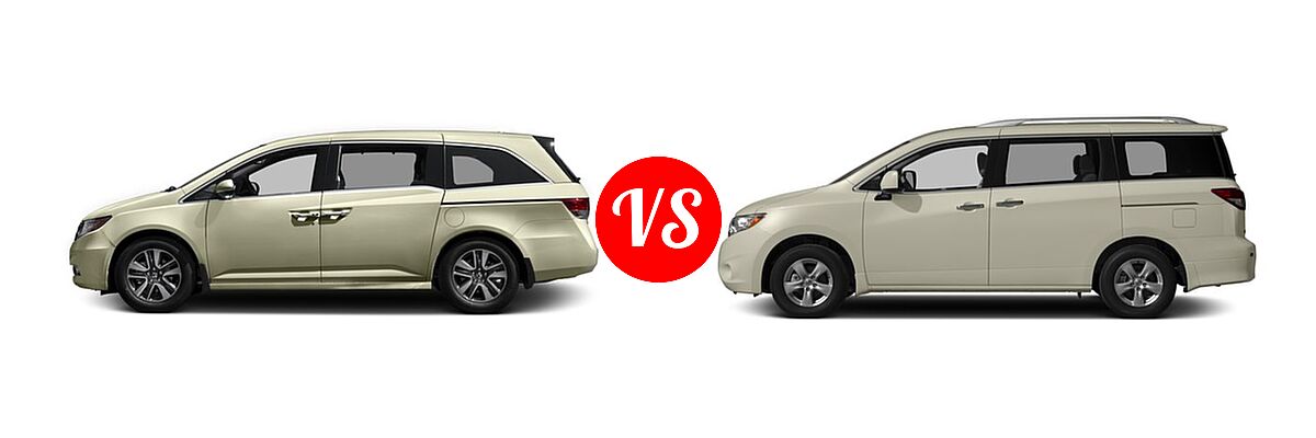 2016 Honda Odyssey Minivan Touring Elite vs. 2016 Nissan Quest Minivan S / SV - Side Comparison