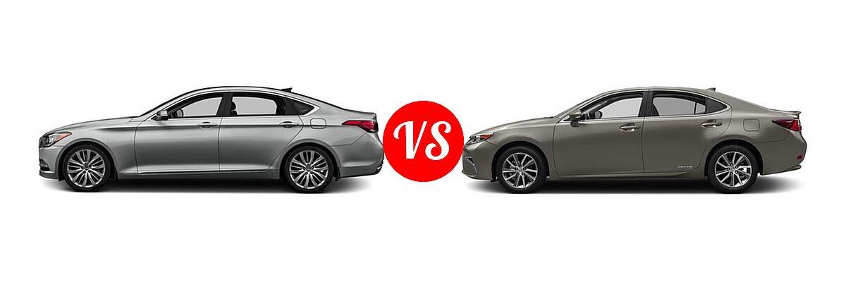 2016 Hyundai Genesis Sedan 3.8L / 5.0L vs. 2016 Lexus ES 300h Sedan Hybrid - Side Comparison