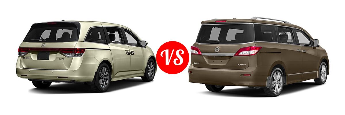 2016 Honda Odyssey Minivan Touring Elite vs. 2016 Nissan Quest Minivan Platinum / SL - Rear Right Comparison
