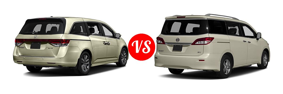 2016 Honda Odyssey Minivan Touring Elite vs. 2016 Nissan Quest Minivan S / SV - Rear Right Comparison