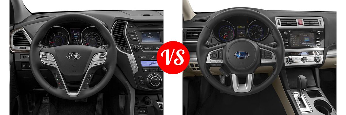 2016 Hyundai Santa Fe Sport SUV FWD 4dr 2.0T vs. 2016 Subaru Outback SUV 2.5i / 2.5i Premium - Dashboard Comparison