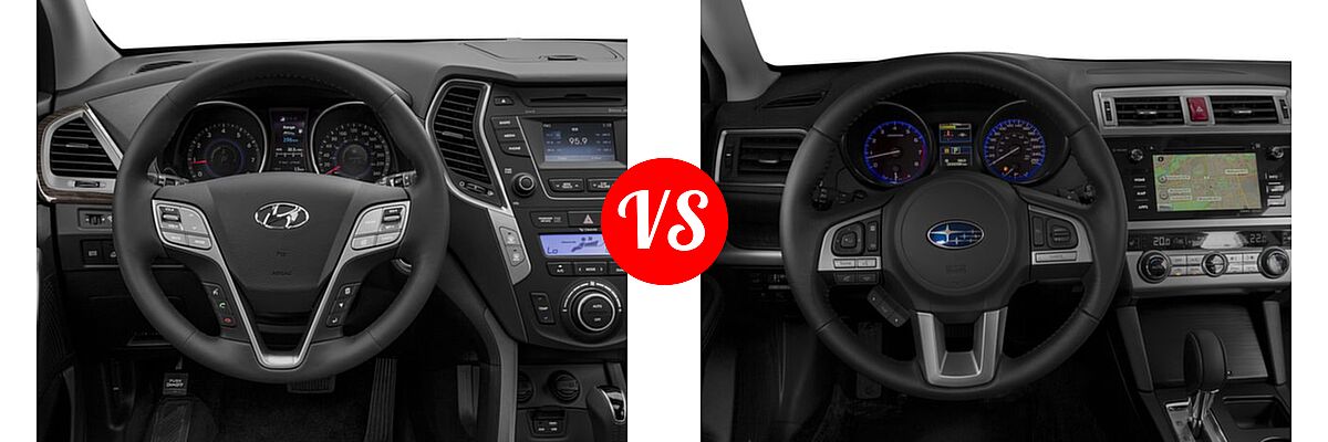 2016 Hyundai Santa Fe Sport SUV FWD 4dr 2.0T vs. 2016 Subaru Outback SUV 2.5i Limited / 3.6R Limited - Dashboard Comparison