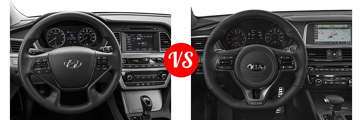 2016 Hyundai Sonata Sedan 2.4L Limited / 2.4L SE vs. 2016 Kia Optima Sedan SX Turbo / SXL Turbo - Dashboard Comparison