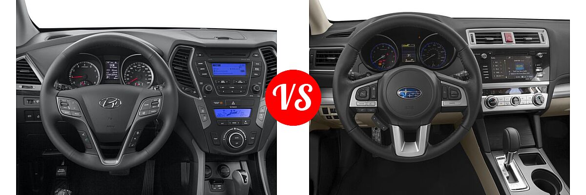 2016 Hyundai Santa Fe Sport SUV AWD 4dr 2.4 vs. 2016 Subaru Outback SUV 2.5i / 2.5i Premium - Dashboard Comparison