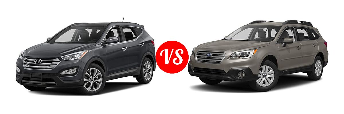 2016 Hyundai Santa Fe Sport SUV FWD 4dr 2.0T vs. 2016 Subaru Outback SUV 2.5i / 2.5i Premium - Front Left Comparison
