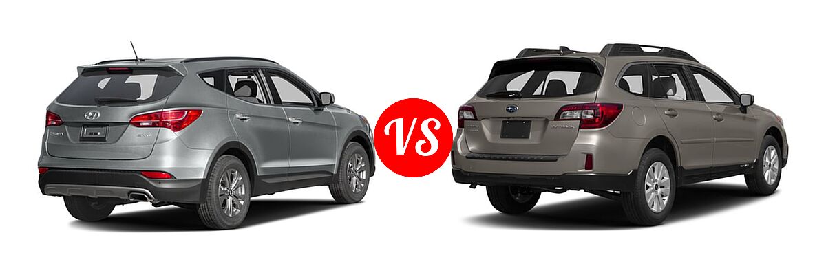 2016 Hyundai Santa Fe Sport SUV AWD 4dr 2.4 vs. 2016 Subaru Outback SUV 2.5i / 2.5i Premium - Rear Right Comparison