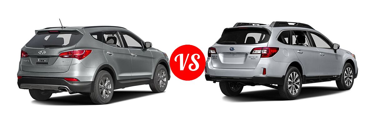 2016 Hyundai Santa Fe Sport SUV AWD 4dr 2.4 vs. 2016 Subaru Outback SUV 2.5i Limited / 3.6R Limited - Rear Right Comparison