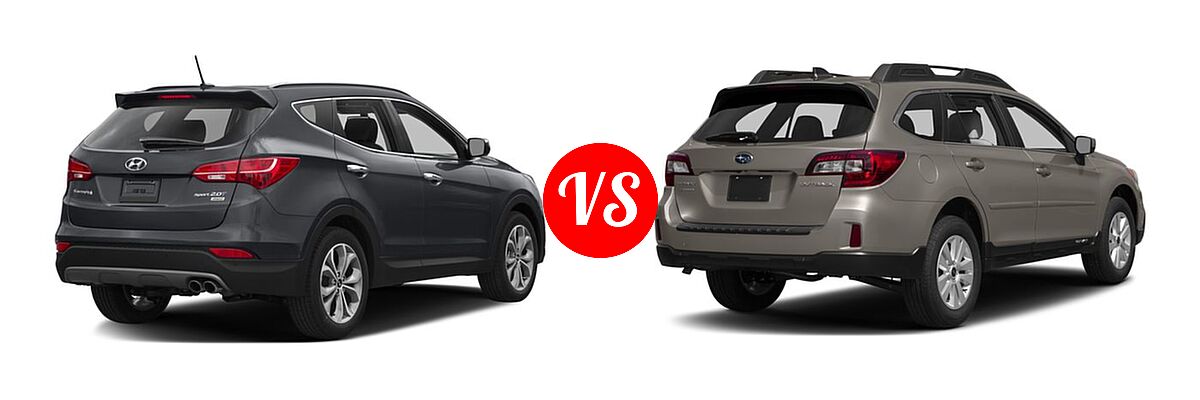 2016 Hyundai Santa Fe Sport SUV FWD 4dr 2.0T vs. 2016 Subaru Outback SUV 2.5i / 2.5i Premium - Rear Right Comparison