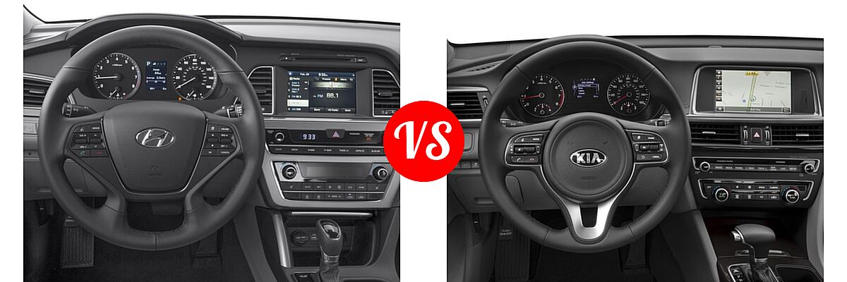 2016 Hyundai Sonata Sedan 2.4L Sport vs. 2016 Kia Optima Sedan EX / LX / LX Turbo - Dashboard Comparison