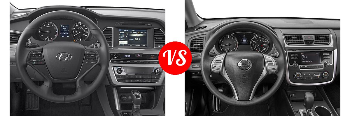 2016 Hyundai Sonata Sedan 2.4L Sport vs. 2016 Nissan Altima Sedan 2.5 / 2.5 S / 2.5 SV - Dashboard Comparison