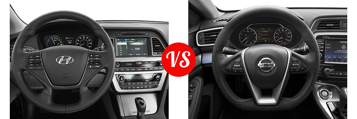 2016 Hyundai Sonata Plug-in Hybrid Sedan Limited / Limited w/Blue Pearl Interior vs. 2016 Nissan Maxima Sedan 3.5 S / 3.5 SV - Dashboard Comparison