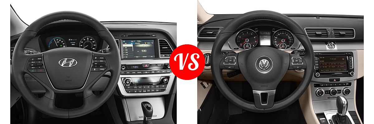 2016 Hyundai Sonata Plug-in Hybrid Sedan Limited / Limited w/Blue Pearl Interior vs. 2016 Volkswagen CC Sedan Sport / Trend / VR6 Executive 4Motion - Dashboard Comparison