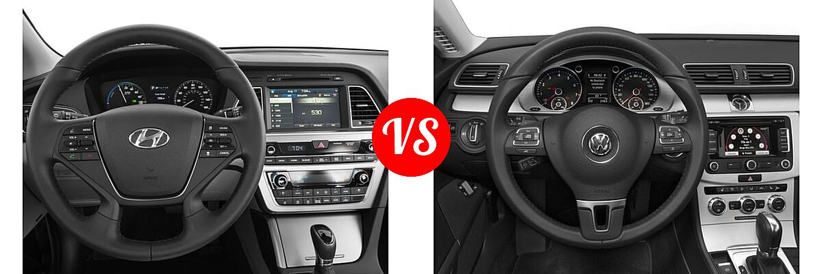 2016 Hyundai Sonata Plug-in Hybrid Sedan Limited / Limited w/Blue Pearl Interior vs. 2016 Volkswagen CC Sedan R-Line / R-Line Executive / R-Line Executive w/Carbon - Dashboard Comparison