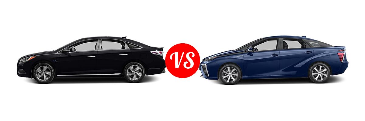 2016 Hyundai Sonata Plug-in Hybrid Sedan Limited / Limited w/Blue Pearl Interior vs. 2016 Toyota Mirai Sedan 4dr Sdn - Side Comparison