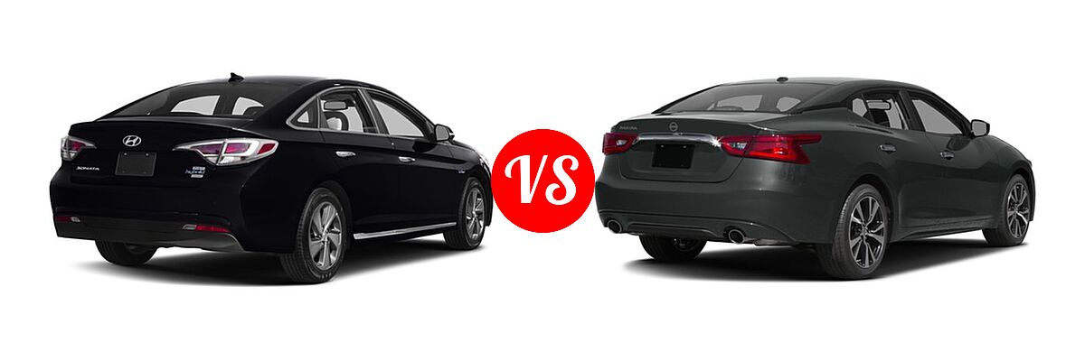2016 Hyundai Sonata Plug-in Hybrid Sedan Limited / Limited w/Blue Pearl Interior vs. 2016 Nissan Maxima Sedan 3.5 S / 3.5 SV - Rear Right Comparison