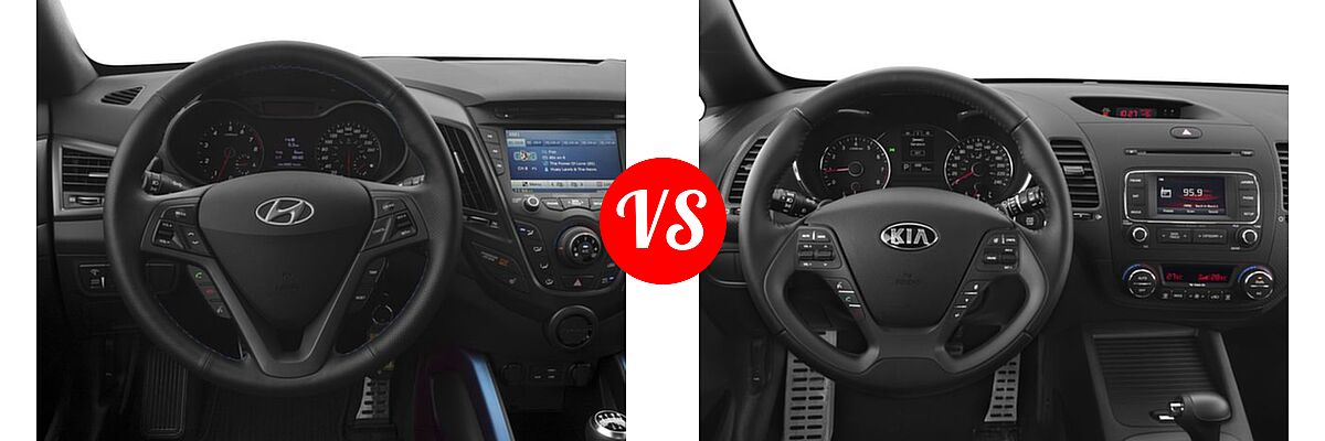 2016 Hyundai Veloster Hatchback Turbo Rally Edition vs. 2016 Kia Forte Hatchback SX - Dashboard Comparison
