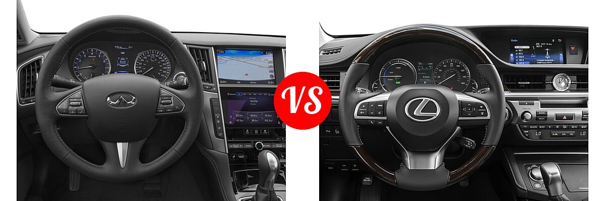 2016 Infiniti Q50 Sedan 2.0t Premium / 3.0t Premium vs. 2016 Lexus ES 300h Sedan Hybrid - Dashboard Comparison