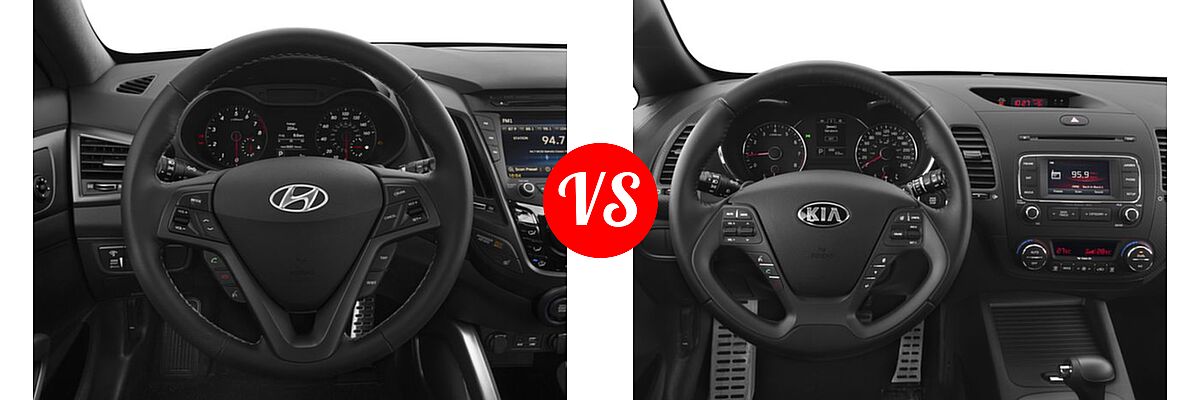 2016 Hyundai Veloster Hatchback Turbo / Turbo R-Spec vs. 2016 Kia Forte Hatchback SX - Dashboard Comparison