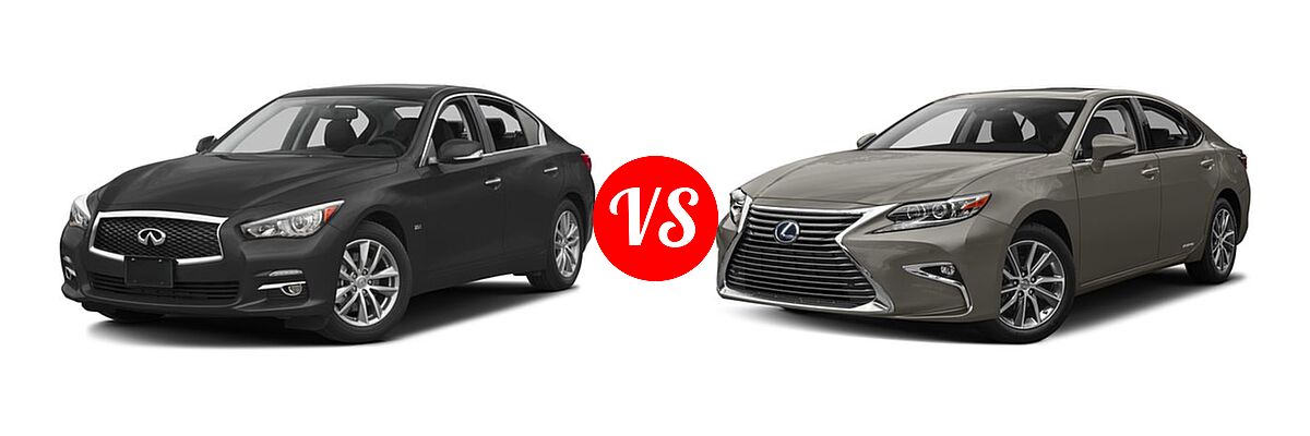 2016 Infiniti Q50 Sedan 2.0t Premium / 3.0t Premium vs. 2016 Lexus ES 300h Sedan Hybrid - Front Left Comparison