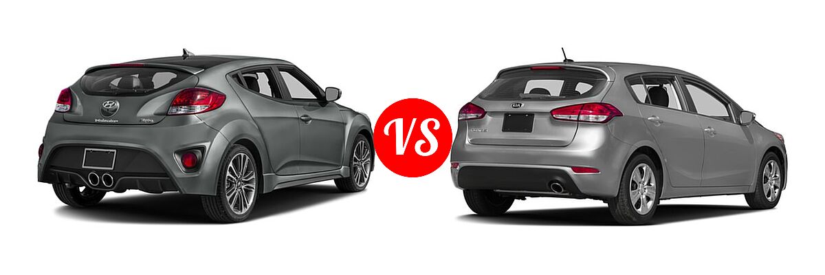 2016 Hyundai Veloster Hatchback Turbo / Turbo R-Spec vs. 2016 Kia Forte Hatchback EX / LX - Rear Right Comparison