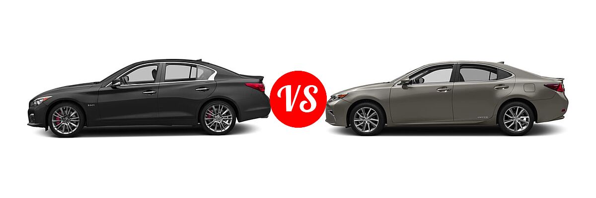 2016 Infiniti Q50 Sedan 3.0t Sport vs. 2016 Lexus ES 300h Sedan Hybrid - Side Comparison